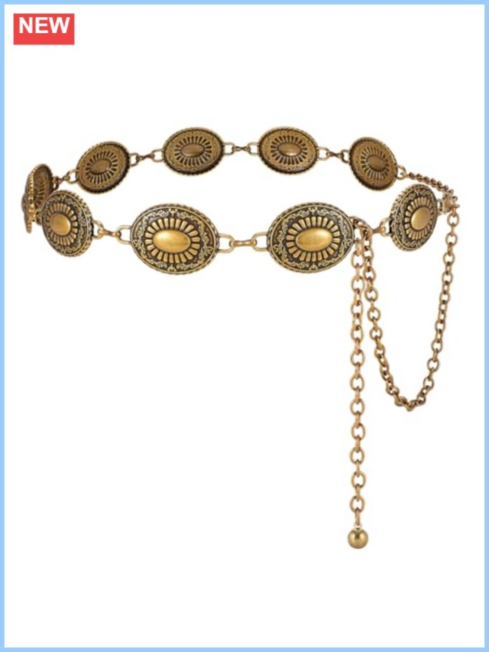 Western Gold Chain Concho Belt Women Cowgirl Boho Jean Dress